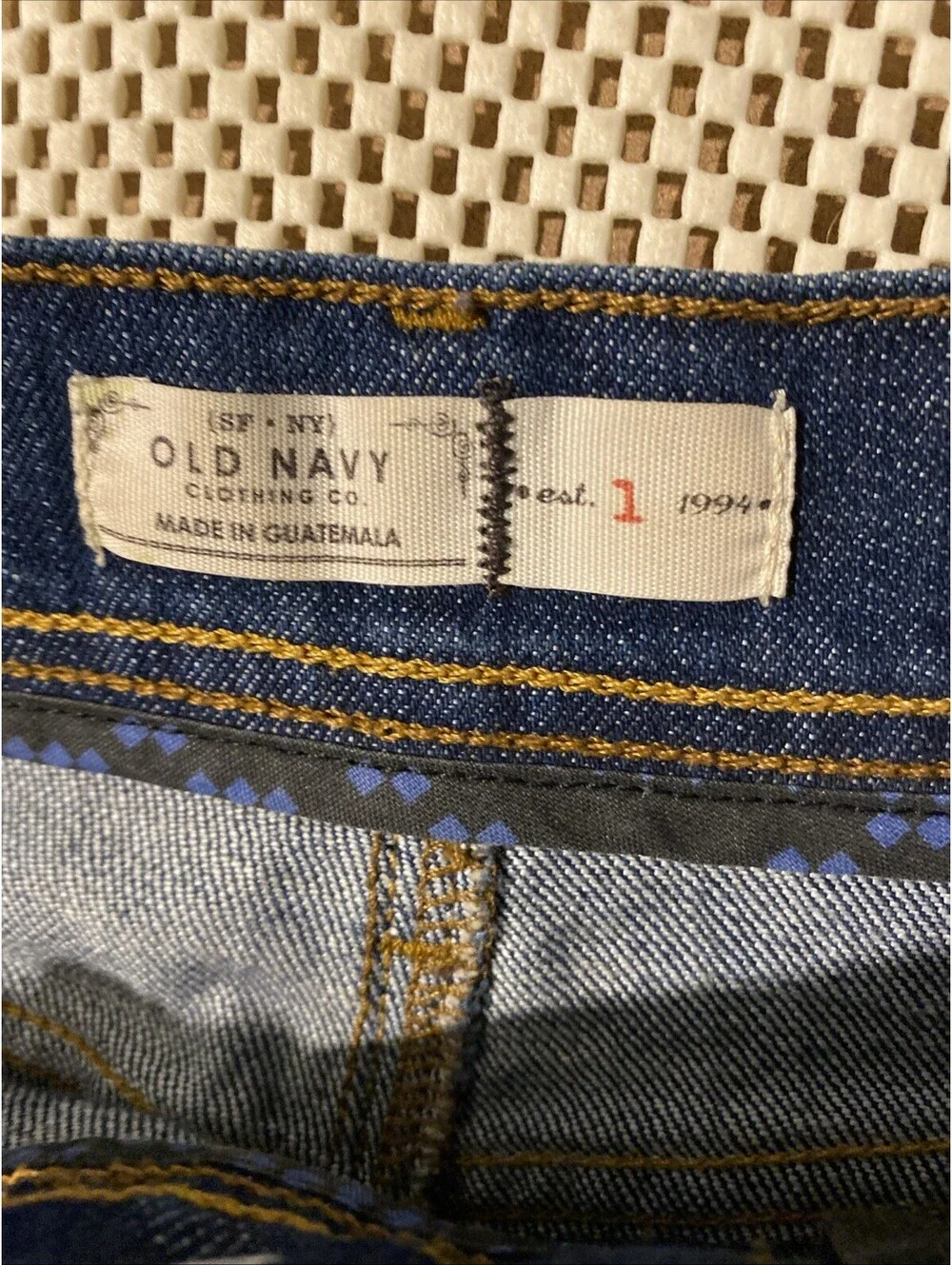 Old Navy Denim Skirt Dark Wash Knee Length Double Button Size 10 Boho Slit Back